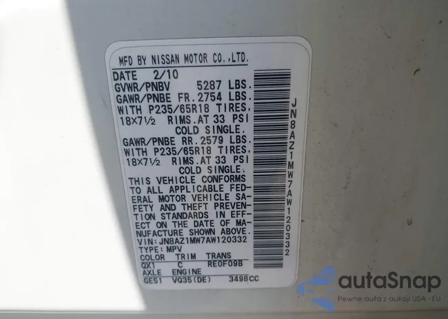 JN8AZ1MW7AW120332: 42400773