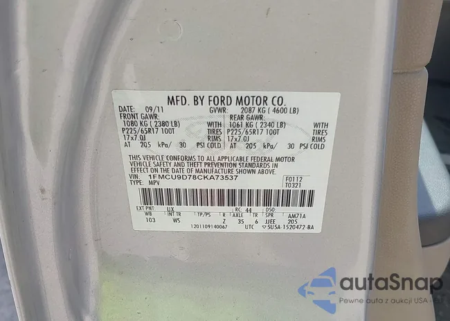 1FMCU9D78CKA73537: 42400792