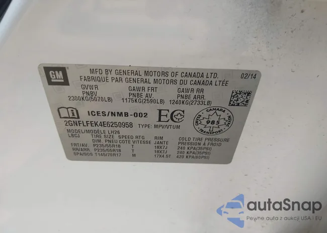 2GNFLFEK4E6250958: 42401871