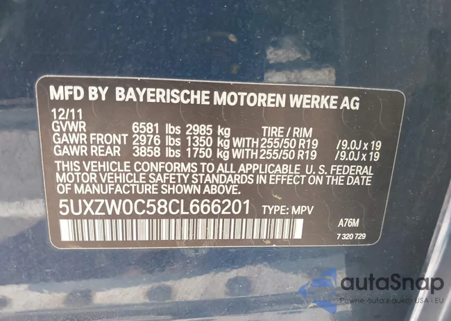 5UXZW0C58CL666201: 42401904