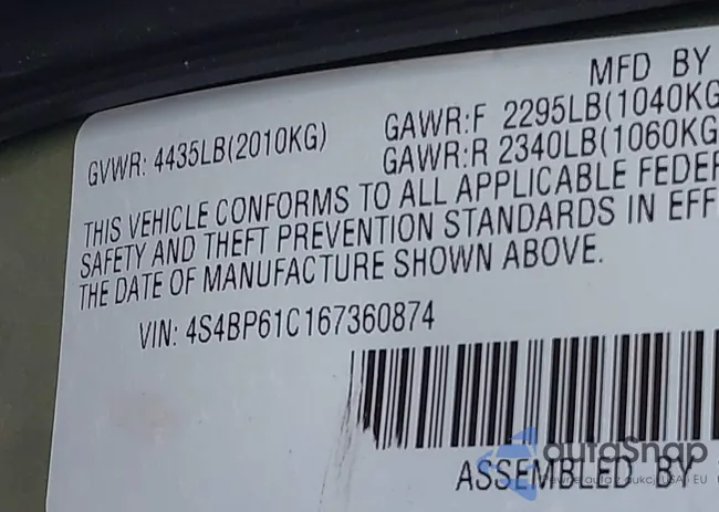 4S4BP61C167360874: 42401905