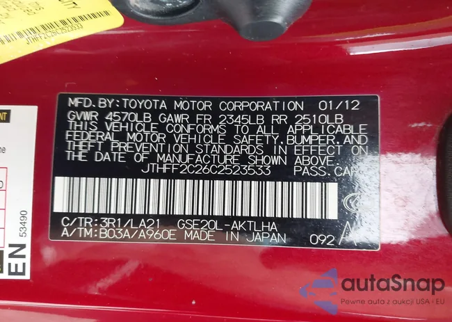 JTHFF2C26C2523533: 42402122