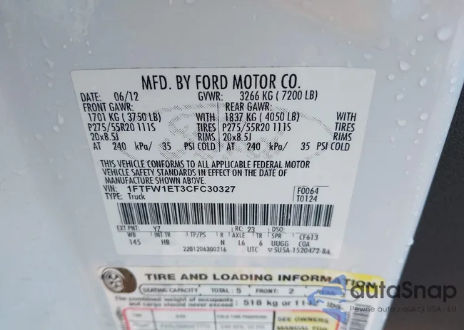 1FTFW1ET3CFC30327: 42402128