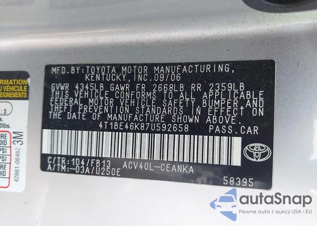 4T1BE46K87U592658: 42402149