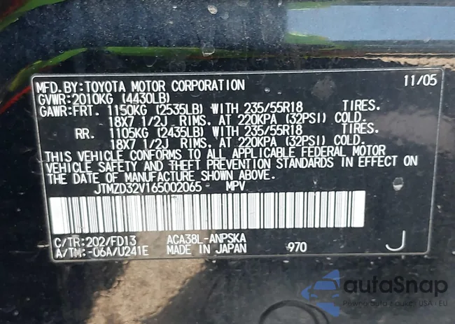 JTMZD32V165002065: 42402283