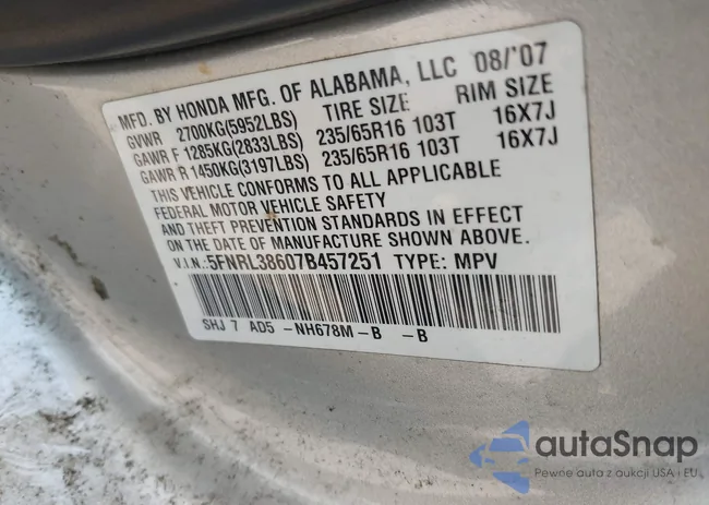 5FNRL38607B457251: 42401484