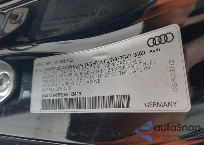 WAUVGAFR5DA053416: 42401548