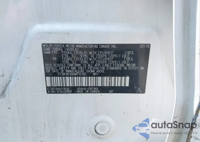 2T3BFREV8DW010180: 42401628