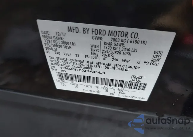 1FM5K8F80JGA43429: 42401633