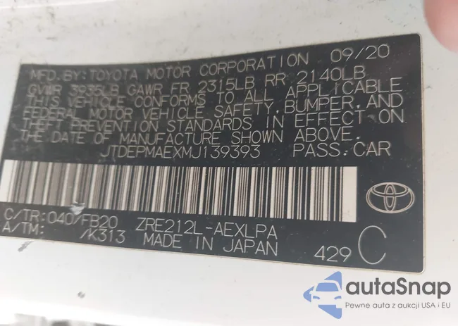 JTDEPMAEXMJ139393: 42401729