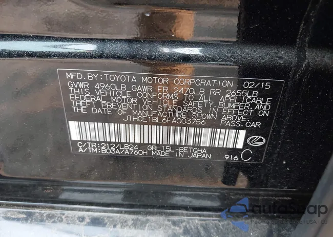 JTHCE1BL6FA003756: 42403100