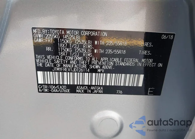 JTMYFREV1JD126114: 42403145