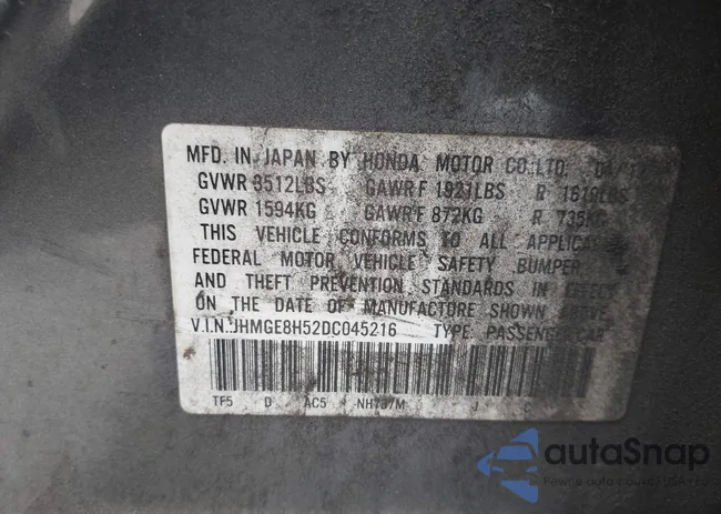 JHMGE8H52DC045216: 42402611