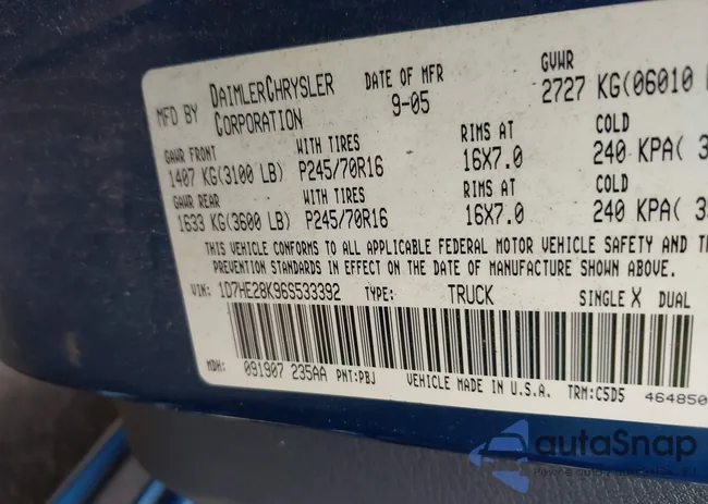 1D7HE28K96S533392: 42403943