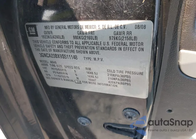 3GNCA23BX9S511148: 42404105