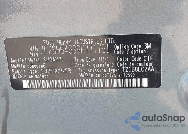 JF2SH64639H771751: 42404236