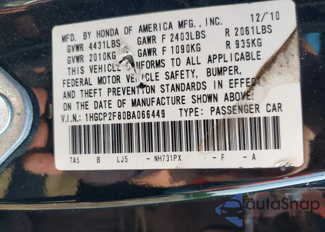 1HGCP2F80BA066449: 42404276