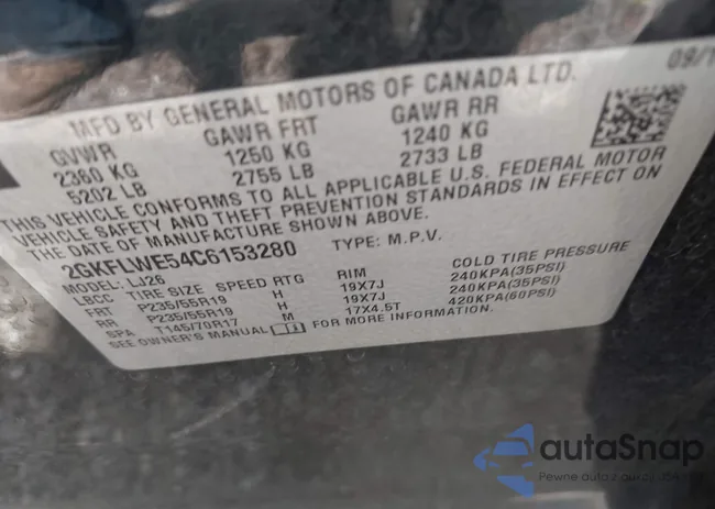 2GKFLWE54C6153280: 42404305