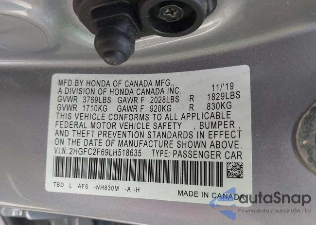 2HGFC2F69LH518635: 42403488