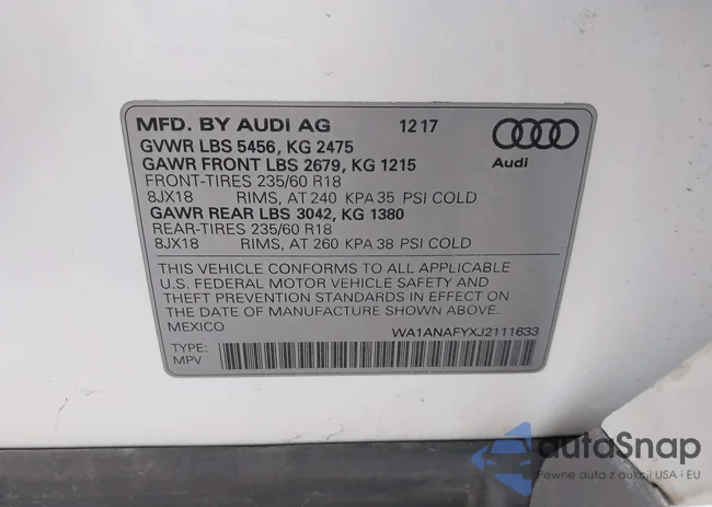 WA1ANAFYXJ2111633: 42403615