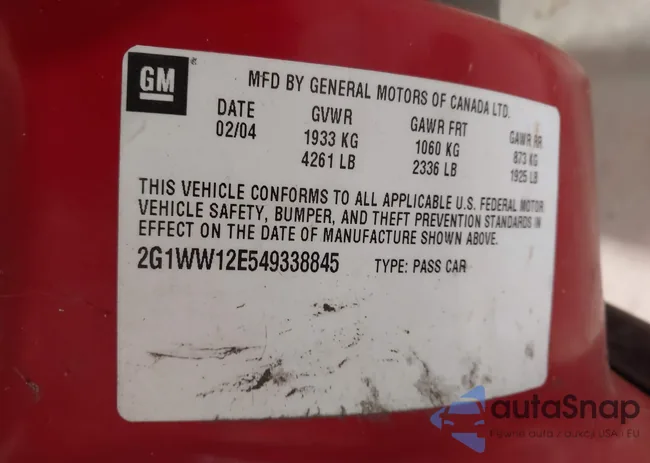 2G1WW12E549338845: 42403629