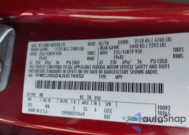 1FMCU9GD4JUC16552: 42403853