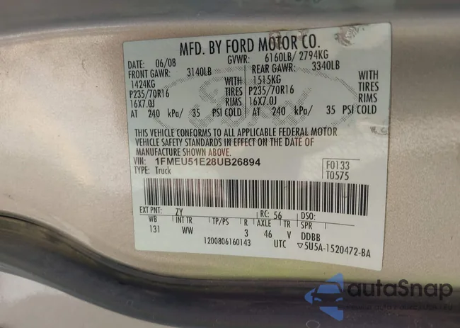 1FMEU51E28UB26894: 42405007