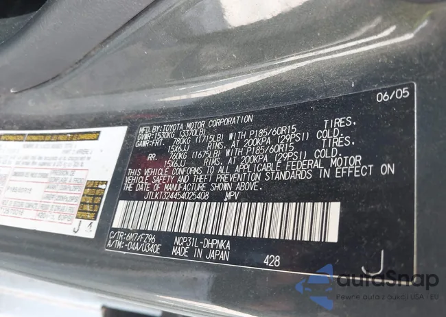 JTLKT324454025408: 42405081