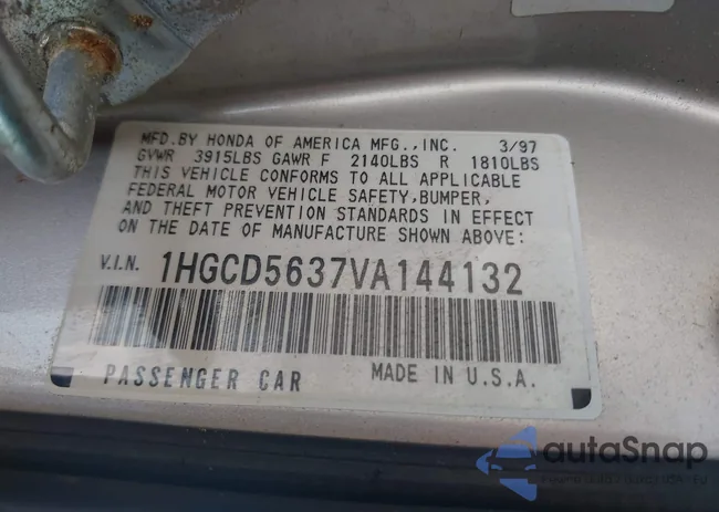 1HGCD5637VA144132: 42405202