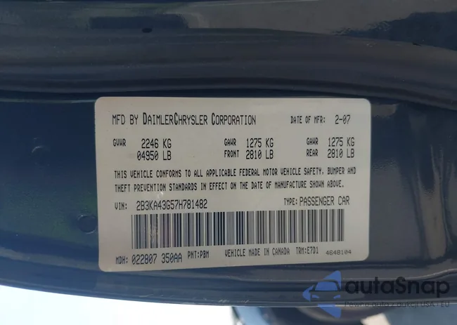 2B3KA43G57H781482: 42405205