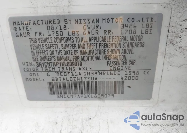 3N1CN7AP1KL809079: 42405903