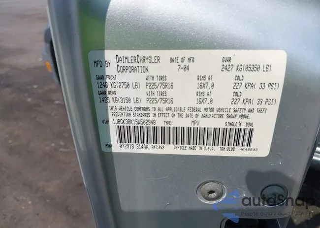 1J8GK38K15W502948: 42406039