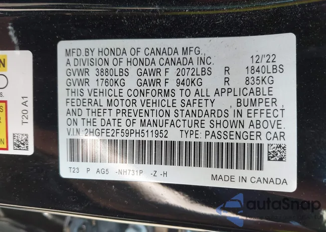 2HGFE2F59PH511952: 42406146