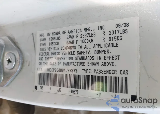 1HGCP26489A027373: 42406149