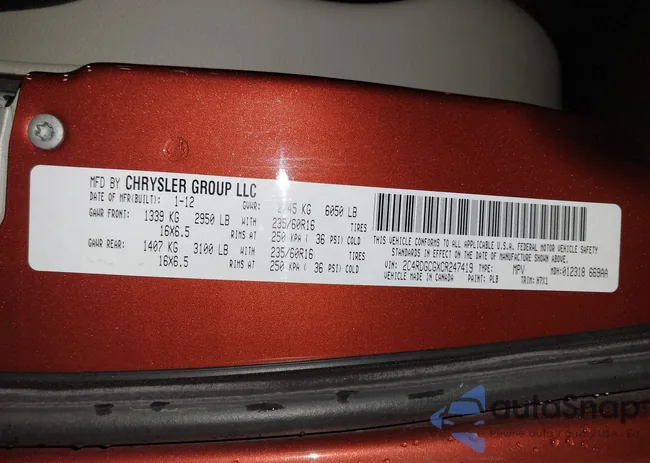 2C4RDGCGXCR247419: 42406293