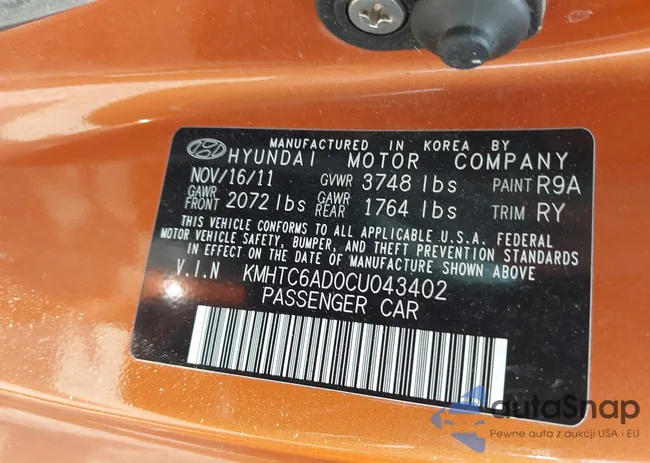 KMHTC6AD0CU043402: 42406321