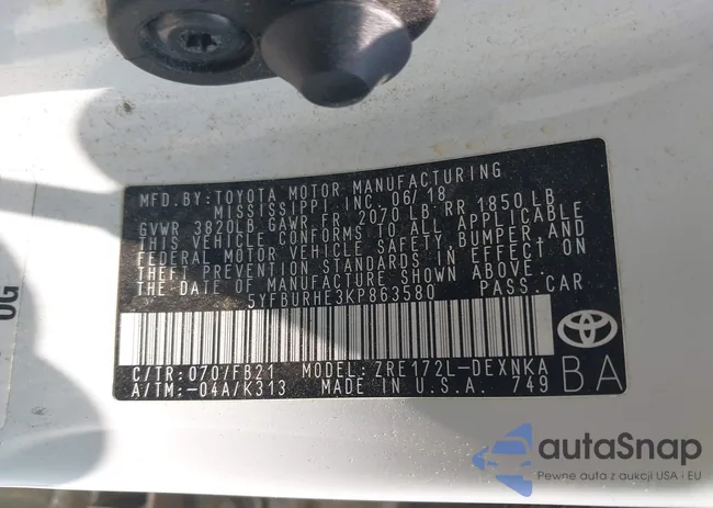 5YFBURHE3KP863580: 42406889