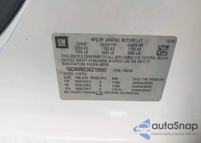 1GCVKREC3GZ105807: 42406986