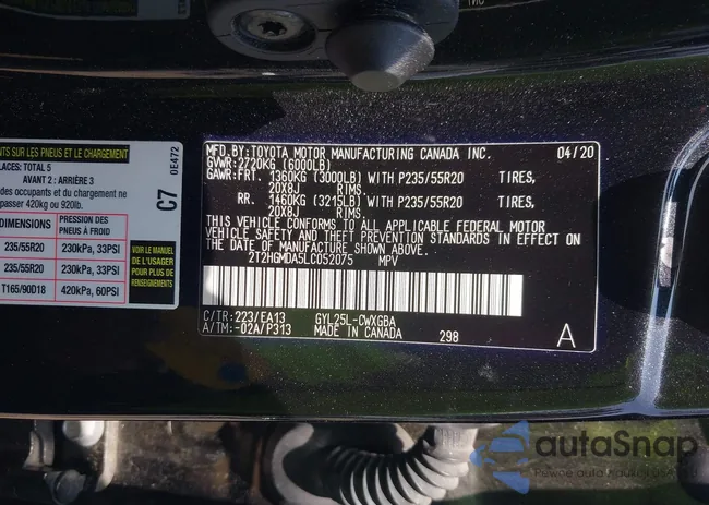 2T2HGMDA5LC052075: 42407001