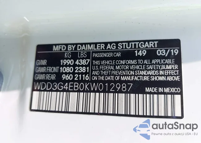 WDD3G4EB0KW012987: 42407006