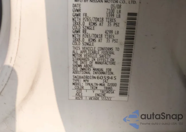 5N1BA08D19N605945: 42407007