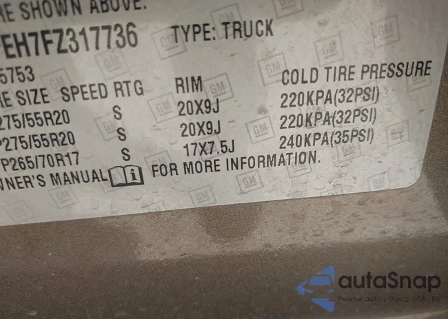 1GCRCPEH7FZ317736: 42407247