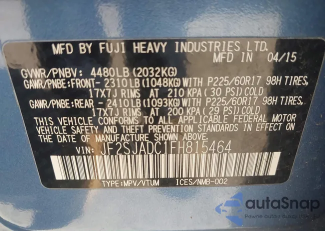JF2SJADC1FH815464: 42407250