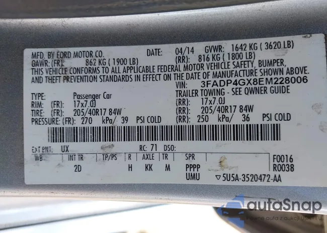 3FADP4GX8EM228006: 42407287