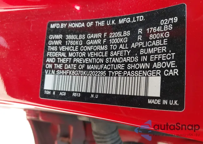 SHHFK8G70KU202295: 42406487