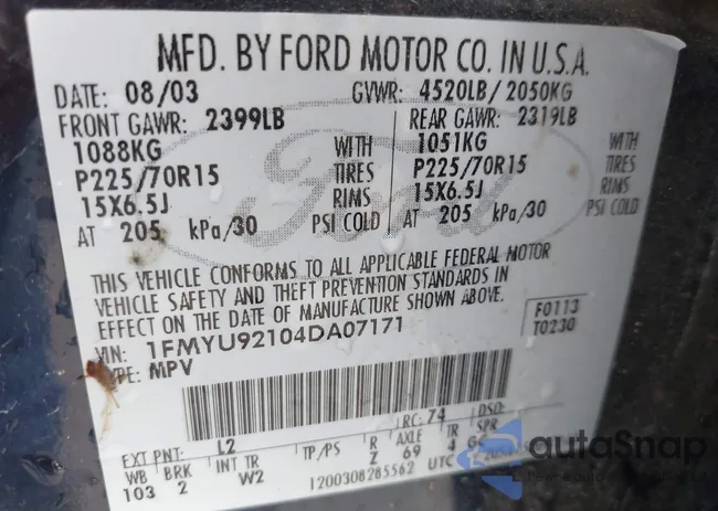1FMYU92104DA07171: 42406529
