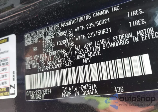 2T2BAMCA3PC019333: 42406557