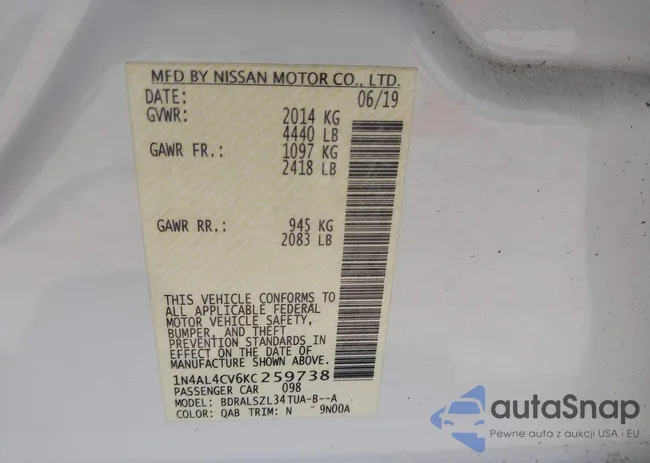 1N4AL4CV6KC259738: 42406699