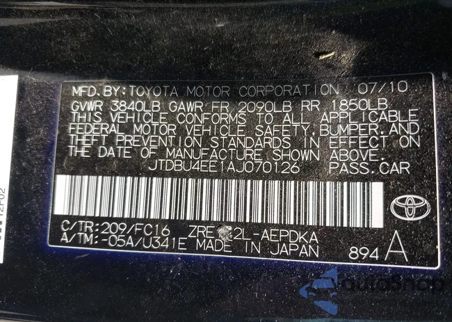 JTDBU4EE1AJ070126: 42406712