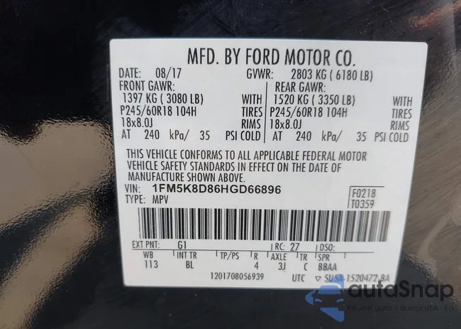 1FM5K8D86HGD66896: 42406719